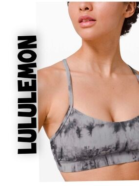 lululemon athletica Women's Gray Tie-Dye Light Support Strappy Sports Bra Size 4